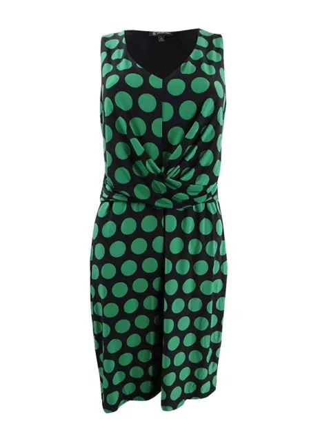 allbrand365 designer Womens Polka Dot Faux Wrap Dress, Large, Emerald Bold Dot