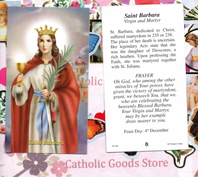 Saint St. Barbara with Prayer & Biography -  Paperstock Holy Card