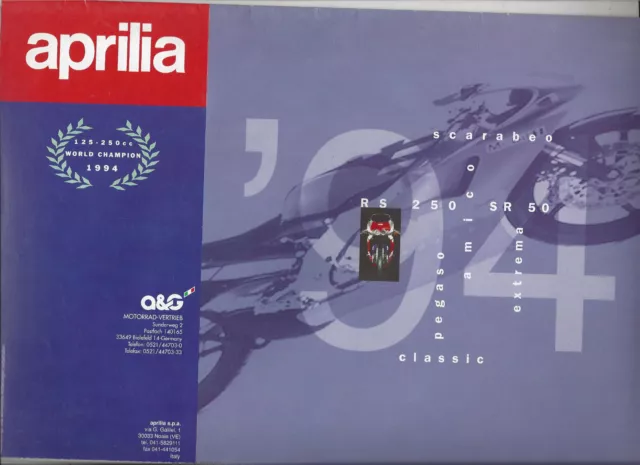 Aprilia RS125 extrema RS250 Pegaso 650 u. 50cc RS etc. Prospekt brochure 1994