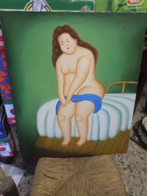 Quadro Dipinto A Mano Olio Su Tela Falso D'autore Botero Painting 50X60 Canvas
