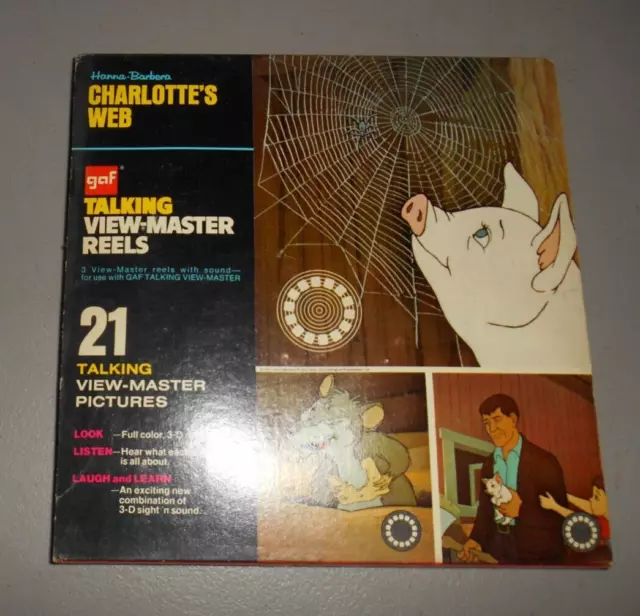 1974 Vintage Talking View Master Charlotte's Web - Original Box 3 Reels