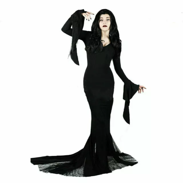 LA FAMIGLIA ADDAMS Morticia Addams costume cosplay e EUR 59,17