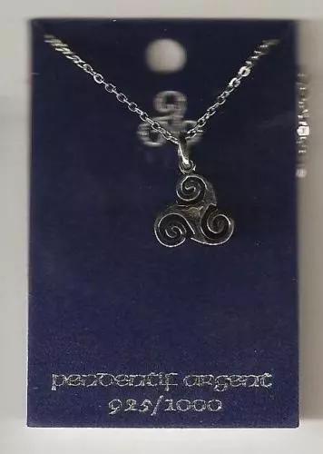 Pendentif Triskel Breton Argent 925 - Chaîne 50cm, Symbole Celte Avec Boîte Cadeau