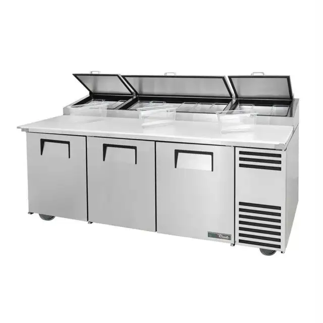 New 93” True TPP-AT-93-HC Refrigerated Counter 3 Door Food Pizza Prep Table