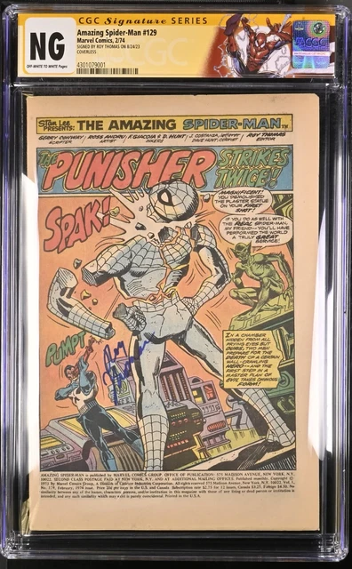 Amazing Spider-Man #129 - 2/74 - 1St App  Punisher - Sigd By Roy Thomas - Cgc Ng