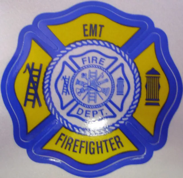 Firefighter Emt  W/ Maltese Cross Center  3 Inches Navy Yellow