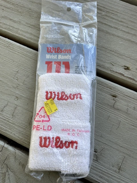 Vintage Wilson Wrist Bands White 1 Pair White Red Embroidered New