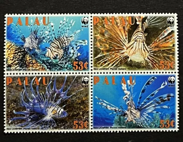 WWF Red Lionfish MNH Block 2009 Palau #992 Poison Venomous Spines Invasive