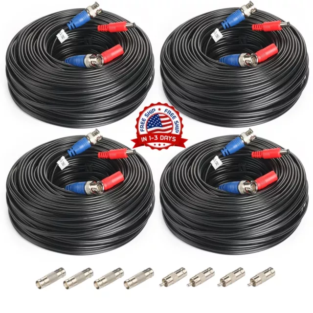 4X100ft Cable Para Camaras de Seguridad BNC Cable de Video CCTV DVR Nuevo