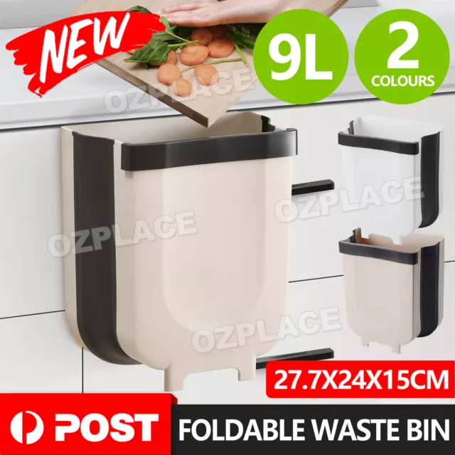 Folding Collapsible Waste Garbage Bin Hanging Trash Can Kitchen Drawer Cabinet