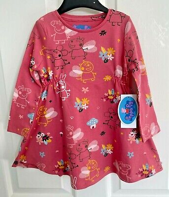 F&F PEPPA PIG Baby Girls Pink Cotton Dress  - 12-18 Months - New & Tagged!