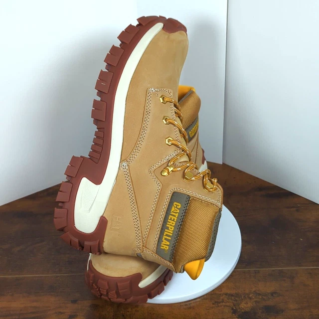CATERPILLAR INVADER HI Steel Toe Work Boots Mens 12 Honey Reset Leather