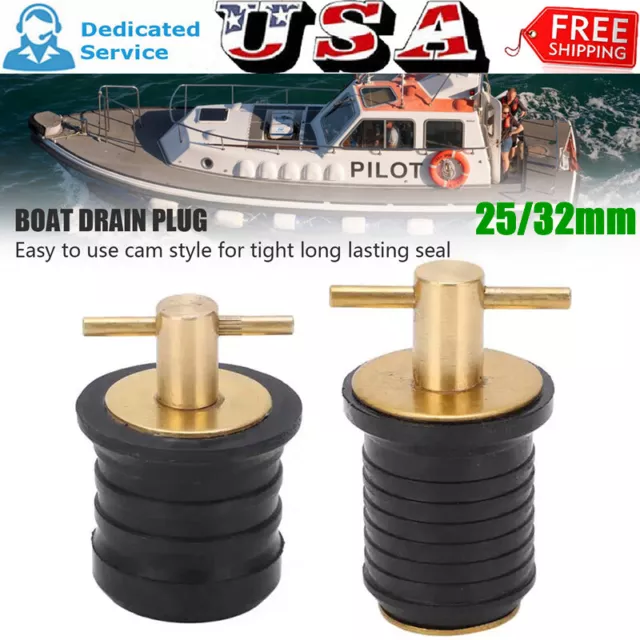 25mm/32mm Brass Screw T Handle Expanding Boat Drain Plug Bung For Boat Marine RV