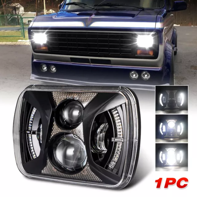 5X7" 7X6" LED Headlight DRL For Ford E-150 E-250 E-350 Econoline Club Wagon Van