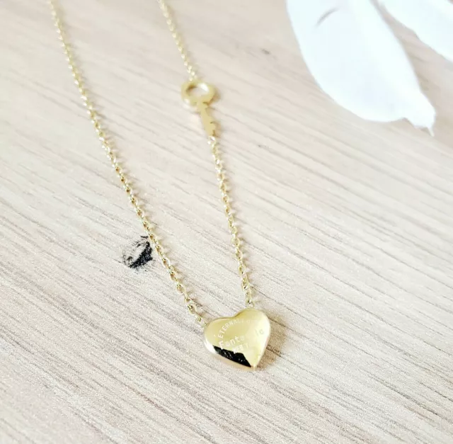 Collier clé de mon coeur en acier inoxydable doré plaqué or cadeau pour femme