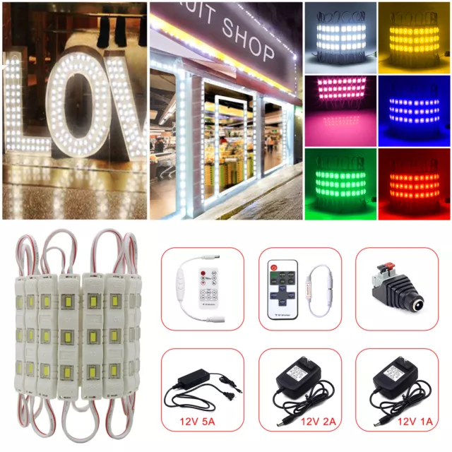5730 SMD 3 LEDs Module Injection Light Store Front Window Sign Lamp+Remote+Power