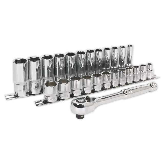 Sealey AK66722 Ratchet Wrench & Socket Set 25pc 3/8 Drive