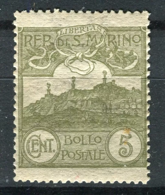 SAN MARINO; 1903-20s early Mt. Titano issue fine Mint hinged 5c. value