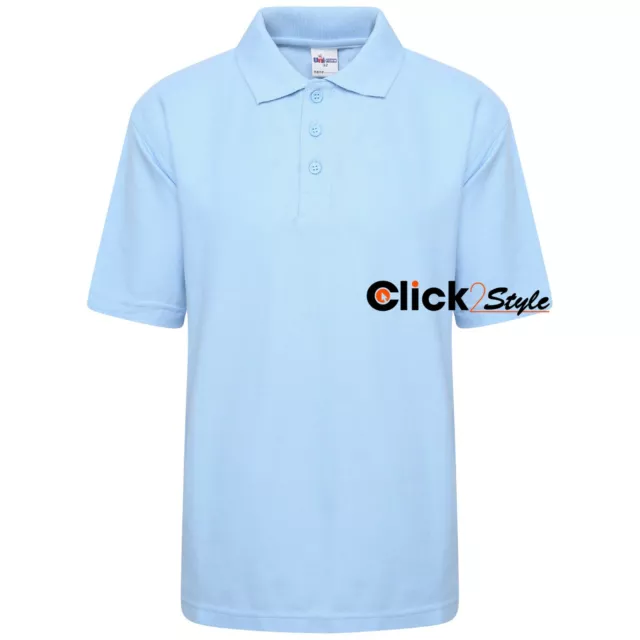 School Uniform Sky Blue Polo T Shirts Kids T Shirt Boys Girls Tee Top Sports