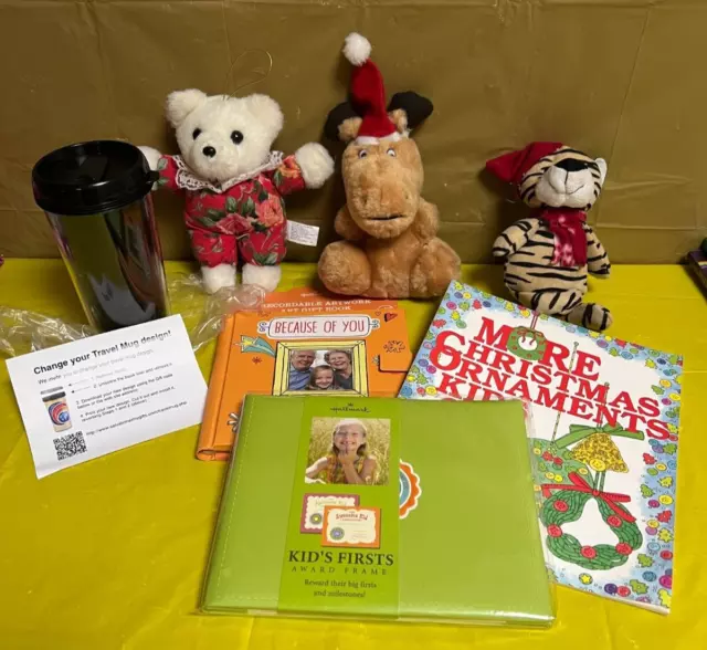 Recordable Gift Book, Travel Mug,  plush animals, coal & Christmas Craft Book