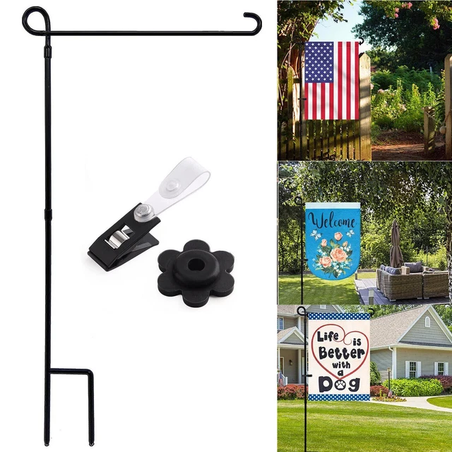Garden Flag Stand Holder Pole with Anti-Wind Clip Easy to Install Yard Flag Pole