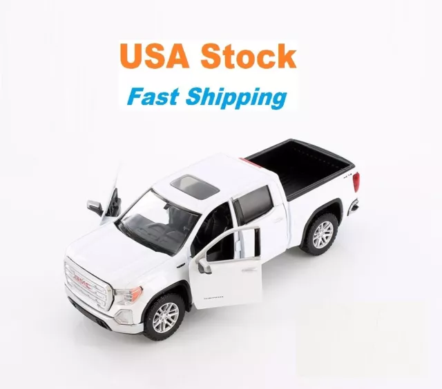 2019 GMC Sierra 1500 SLT Crew Cab Pickup Truck Showcasts Diecast 8.5" White 1:24