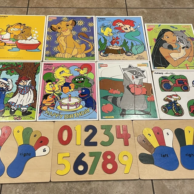 PLAYSKOOL WOODEN TRAY Puzzle Mixed Lot of 11 Disney Sesame Street