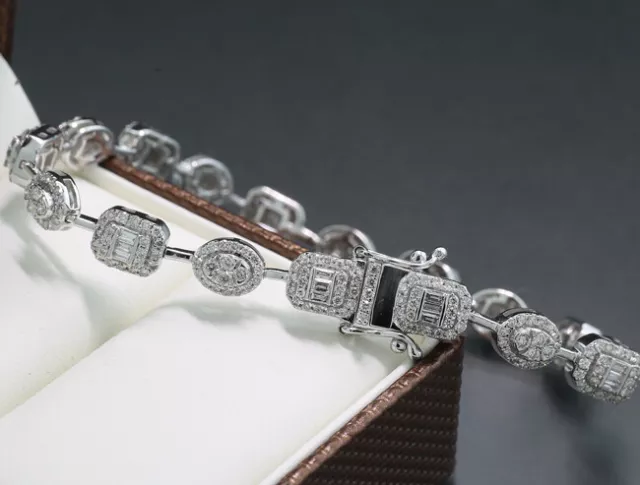 Brillant Bracelet 2,30 Carat Exclusif 750 or Blanc 14 Taille Valeur Neuf