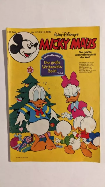Micky Maus Heft 1980 Nr. 52 Z1-2 mit Beilage und Schnipp