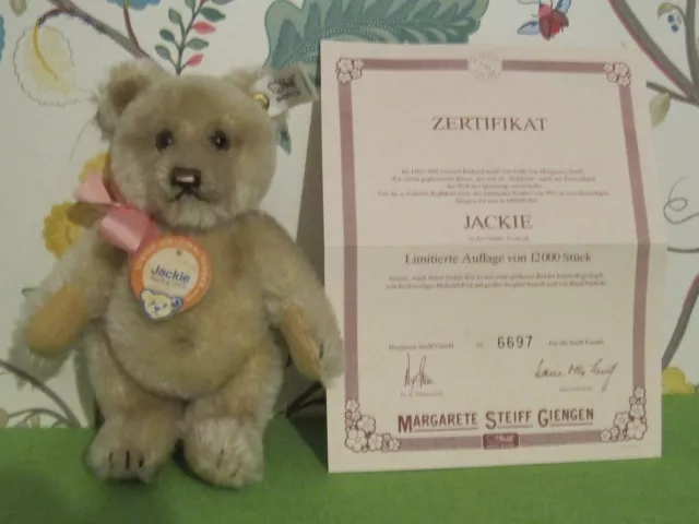 Steiff Sammlungsauflösung alt Teddybär Jackie 1989/90 KFS aus Mohair ca.17cm LTD