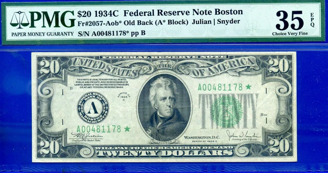 Near TOP POP - 1934-C $20 FRN (( 2nd Finest - O/B Star )) PMG 35EPQ  A00481178*-