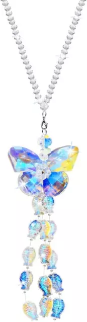 Crystal Butterfly Car Mirror Hanging Accessories, Car Charms Rear View Mirror Ha