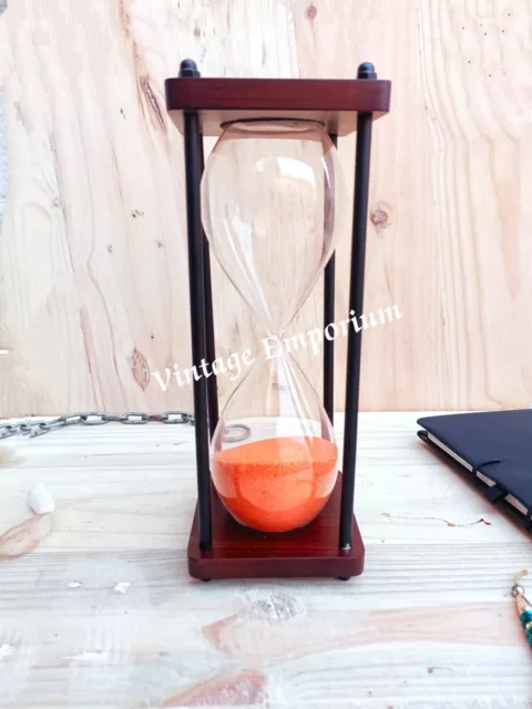 Temporizador de arena grande, temporizador de reloj de arena 30 minutos, reloj de hora de madera vintage rojo