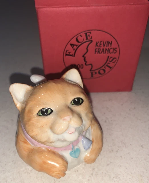 Kevin Francis Face Pot Cat Miss Luciano. Signed. NIB