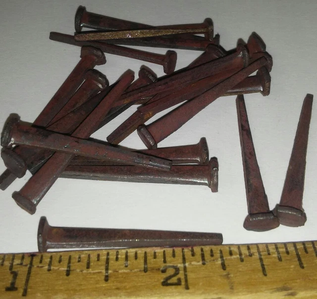 20 Primitive Antique New/Old Stock Hand Forged Iron Cut Nails 1 1/4 Inch Real