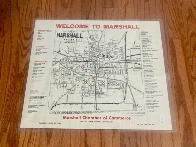 ANTIQUE CITY MAP of Marshall Texas Texana Cartography Wall Art Harrison ...