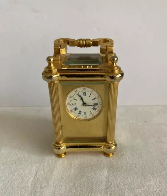 MINIATURE  CARRIAGE CLOCK VINTAGE - working but needs attention