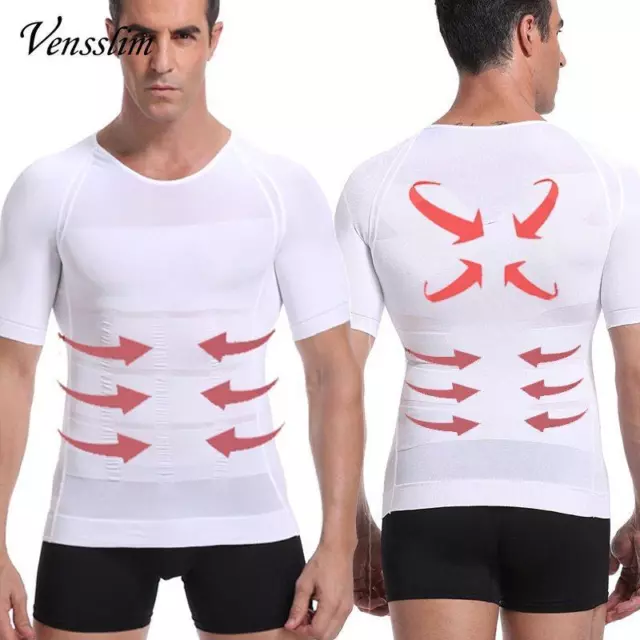 MEN BODY SHAPER Slimming Compression Shirts Gynecomastia Undershirt ...