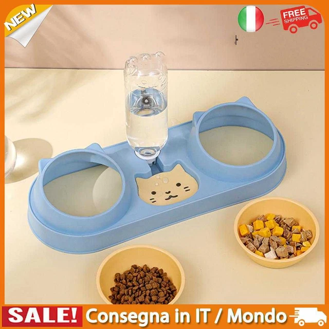 IT Cats Dogs Double Bowl Auto Feeder Water Dispenser Food Container (Blue)