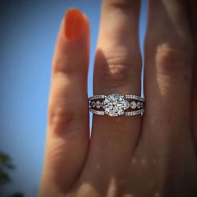 2.Ct Round Cut Lab Created Diamond Women's Engagement Ring 14k White Gold Plated