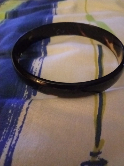 Bracelet Maille Jonc Tank Plaqué Or 18k Avec émaux Noir - Style Art Nouveau, Ancien