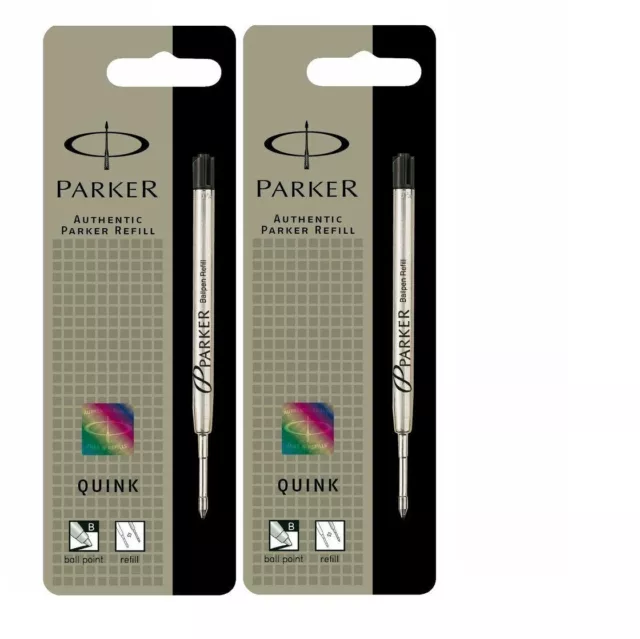 Parker Ball Point Pen Ink Refill Medium Black X 2