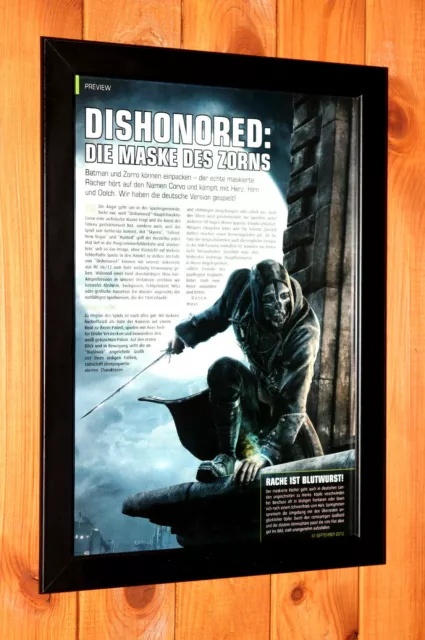 Dishonored Video Game PS3 Xbox 360 Rare Small Promo Poster Ad Page Framed.