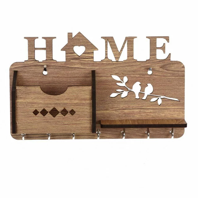 Wall Mounted Wooden Key Holder Key Holder Hooks Wall Décor Keys Holder