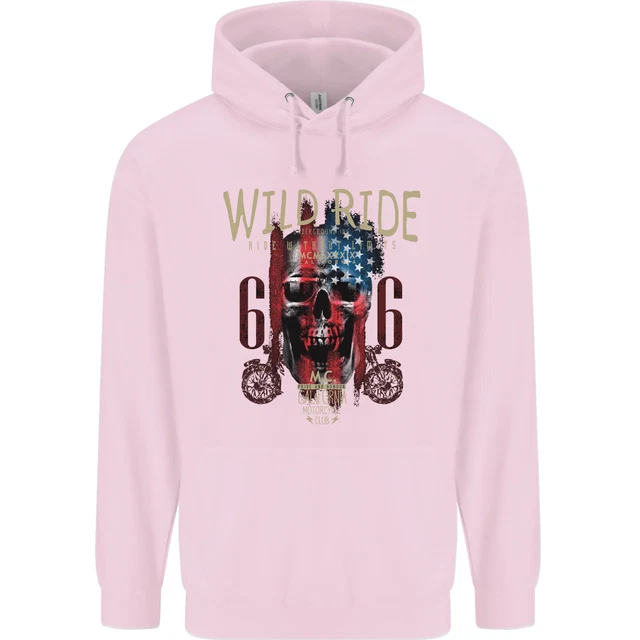 Felpa con cappuccio Biker USA Bandiera Teschio Moto Moto Bambini Bambini 5