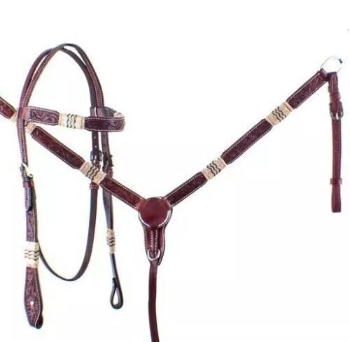 Western Leather Horse Beautiful Headstall And Breast Collar Tack Set