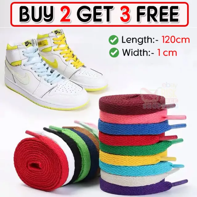 Flat Shoe Laces Boots Trainers Skate Football Coloured Shoelaces Adult Kids