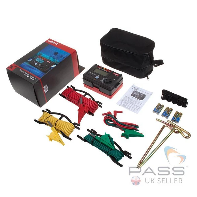 *NUOVO* Tester digitale resistenza terrestre originale UNI-T UT521 + Accessori / Regno Unito