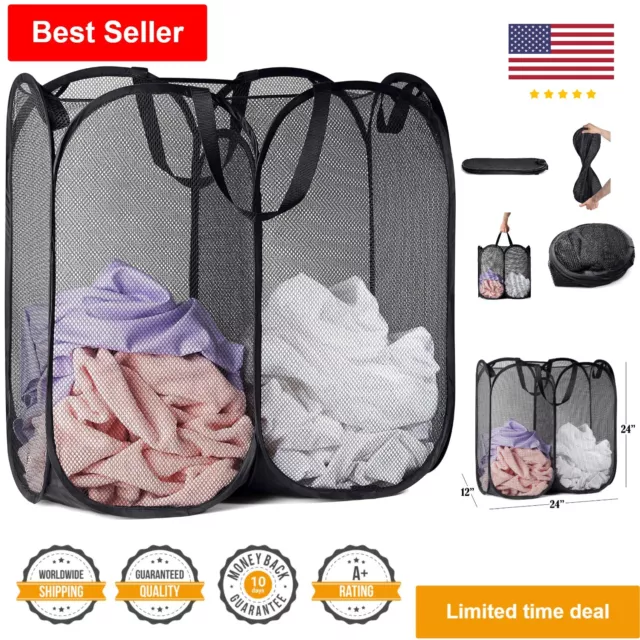 Multi-Purpose Foldable Double Hamper - Perfect for Dorms and Small Spaces