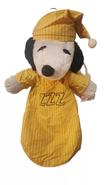 Vintage 1968 Peanuts SNOOPY 21”x14" Plush HANGING PAJAMAS Zzz Night Gown Zip Bag